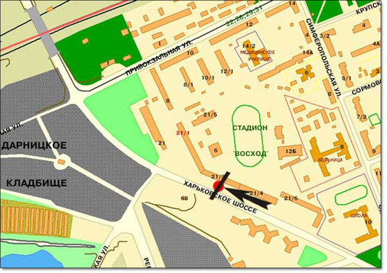 Схема рекламної площини за адресою Харьковское шоссе,21/1 направление в центр
