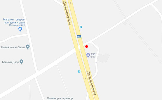 Схема рекламной плоскости по адресу с. Ходосовка из Киева, Днепровское шоссе, 1 Схема рекламной плоскости по адресу с. Ходосовка из Киева, Днепровское шоссе, 1