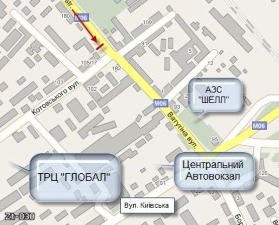 Схема рекламної площини за адресою Михайла Грушевського, 105