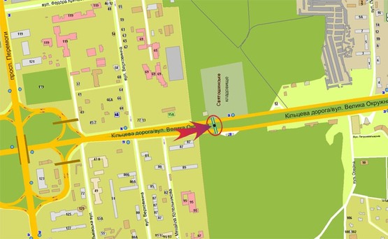 Схема рекламной плоскости по адресу Окружная/от пр-та Победы (разделитель)  левый Схема рекламной плоскости по адресу Окружная/от пр-та Победы (разделитель)  левый