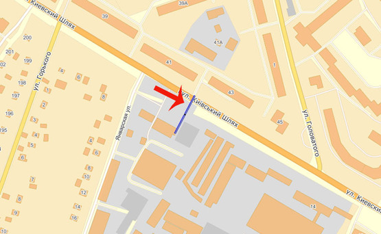 Схема рекламной плоскости по адресу Борисполь ул.Киевский шлях (А) левый/АТБ,рынок Зоряный