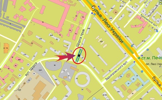 Схема рекламной плоскости по адресу ул.Щорса,35 (В) Схема рекламной плоскости по адресу ул.Щорса,35 (В)