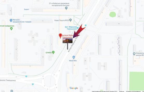 Схема рекламної площини за адресою Тимошенко, 7 (А) - на ст.м.Оболонь Схема рекламної площини за адресою Тимошенко, 7 (А) - на ст.м.Оболонь