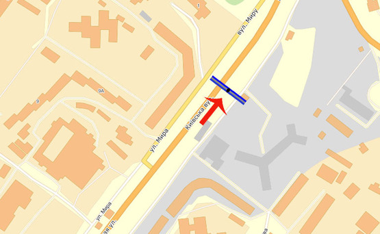 Схема рекламної площини за адресою Обухов ул.Киевская 12 (А)(правый)-выезд из города