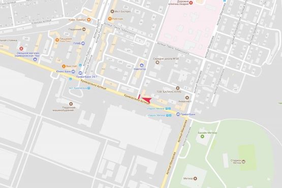 Схема рекламної площини за адресою Криворожская ул., 10 Схема рекламної площини за адресою Криворожская ул., 10