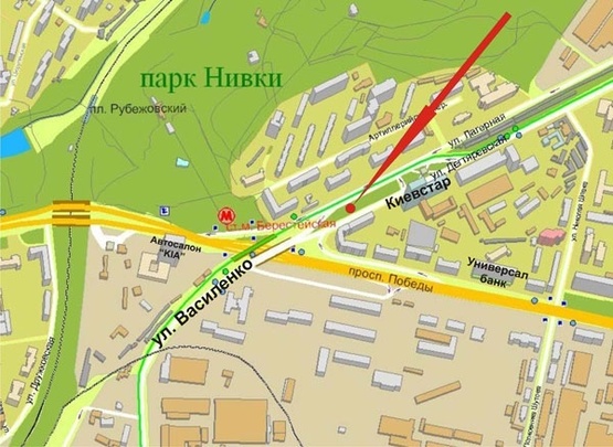 Схема рекламної площини за адресою Пр.Победы/ул.Дегтяревская (ст.м. «Берестейская»)-А - в стор.Лукьяновки