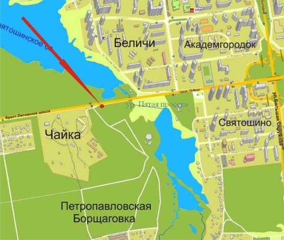 Схема рекламної площини за адресою Пр.Победы/15 км Брест-Литовского шоссе -въезд в город(правое крыло)
