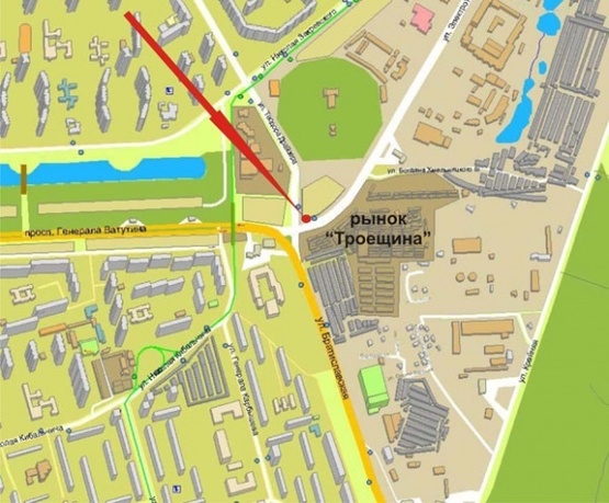 Схема рекламной плоскости по адресу Ул.Электротехническая/Драйзера (Троещинский р-к) А