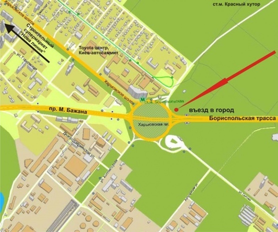 Схема рекламной плоскости по адресу Харьковская пл.- въезд в город со стор.Борисполя-правое  крыло-призма грань-1