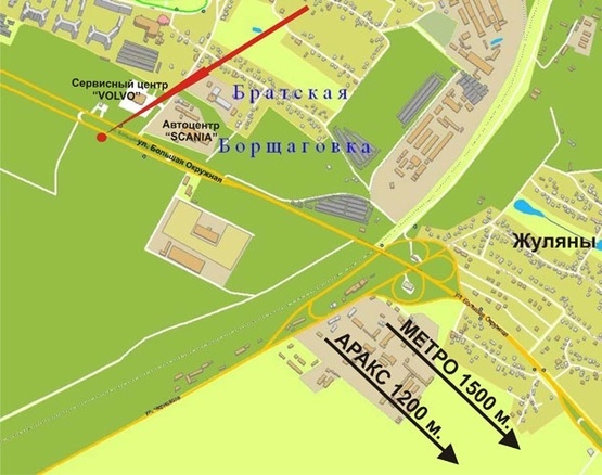 Схема рекламной плоскости по адресу Окружная дор./ул.Трублаини (автоц.SCANIA/VOLVO - в стор.Эпицентра/Metro)-верхний ярус