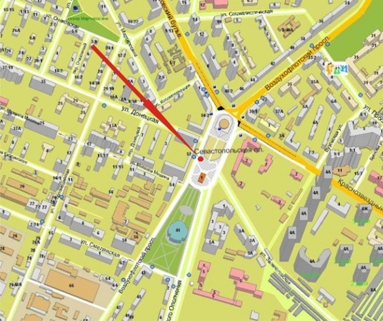 Схема рекламної площини за адресою Севастопольская пл. (3)