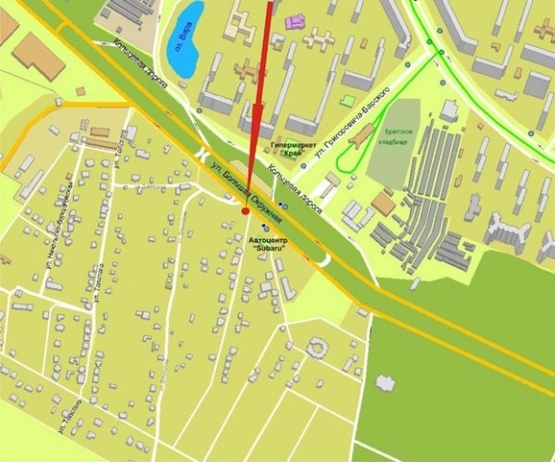 Схема рекламной плоскости по адресу Окружная дорога (напротив суперм."Край", возле Subaru по ходу к Metro)