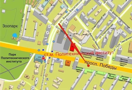 Схема рекламной плоскости по адресу пр.Победы,27(А) маг.Итертоп, ст.м.КПИ -в центр -призма пл.1