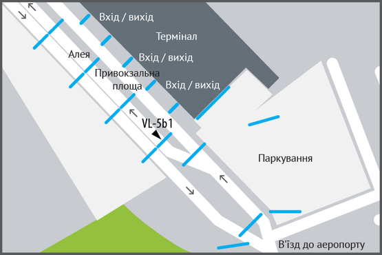 Схема рекламной плоскости по адресу Аеропорт «Львів» (алея перед терміналом), виїзд Схема рекламной плоскости по адресу Аеропорт «Львів» (алея перед терміналом), виїзд
