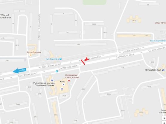 Схема рекламної площини за адресою Салтовское шоссе, 248 (р-н СМ Класс), в центр Схема рекламної площини за адресою Салтовское шоссе, 248 (р-н СМ Класс), в центр