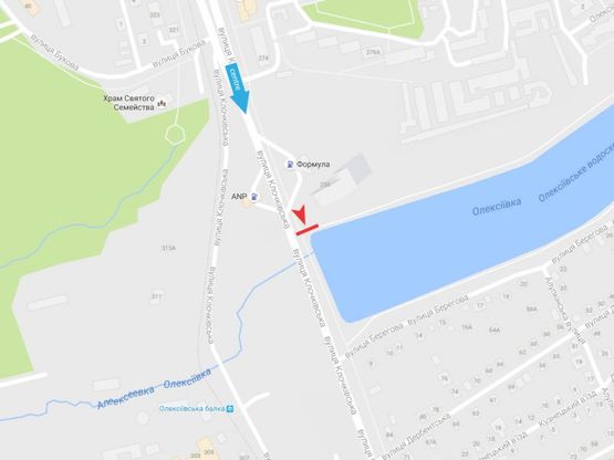 Схема рекламної площини за адресою Клочковская ул., 258, в центр Схема рекламної площини за адресою Клочковская ул., 258, в центр