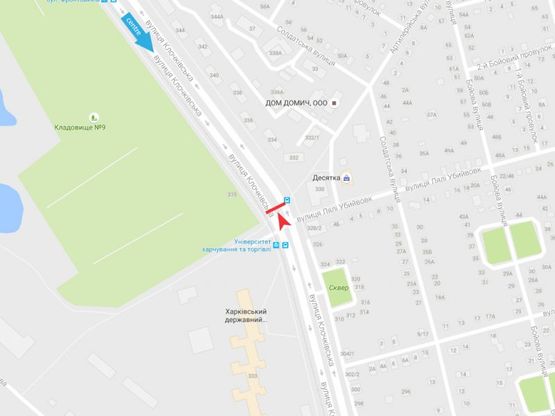 Схема рекламної площини за адресою Клочковская ул. - Ляли Убийвовк ул. из центра Схема рекламної площини за адресою Клочковская ул. - Ляли Убийвовк ул. из центра