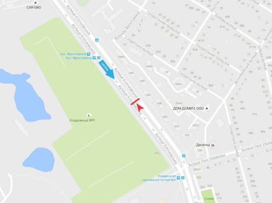 Схема рекламної площини за адресою Клочковская ул., 340, из центра Схема рекламної площини за адресою Клочковская ул., 340, из центра