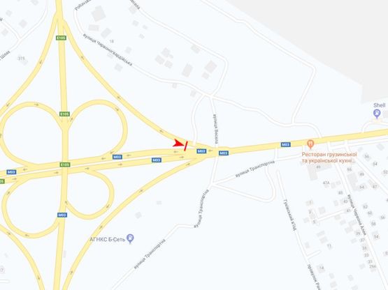 Схема рекламної площини за адресою Полтавский шлях ул. -  Веселая ул., в центр Схема рекламної площини за адресою Полтавский шлях ул. -  Веселая ул., в центр