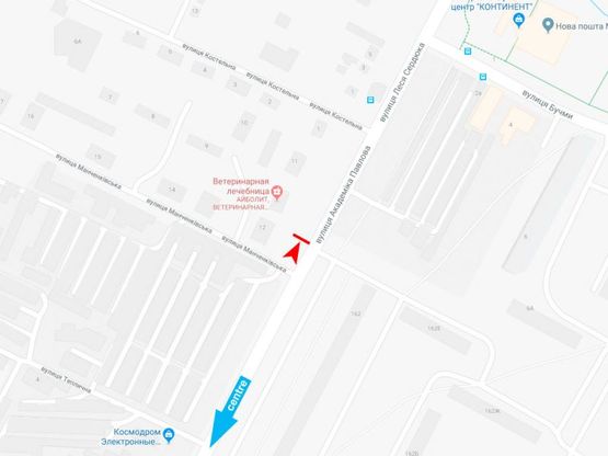 Схема рекламной плоскости по адресу Академика Павлова ул., 327, из центра Схема рекламной плоскости по адресу Академика Павлова ул., 327, из центра