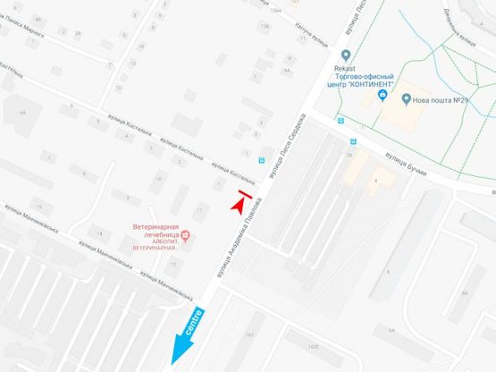 Схема рекламной плоскости по адресу Академика Павлова ул. - Костёльная ул., 1, из центра Схема рекламной плоскости по адресу Академика Павлова ул. - Костёльная ул., 1, из центра