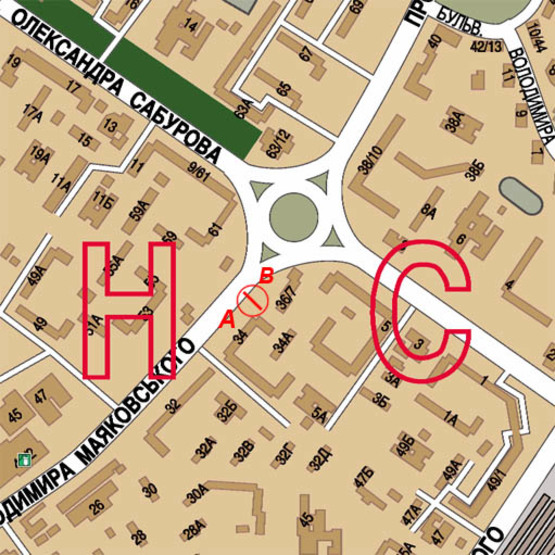 Схема рекламної площини за адресою Маяковского пр-т, 34 Схема рекламної площини за адресою Маяковского пр-т, 34