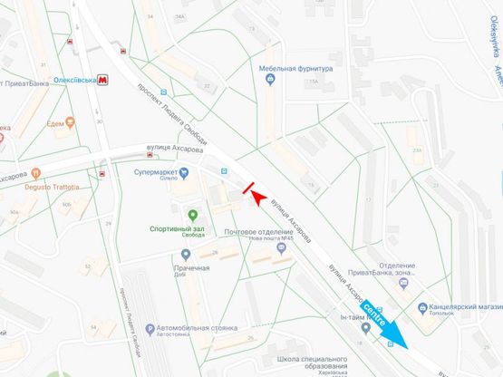 Схема рекламної площини за адресою Ахсарова ул., 30-А, из центра Схема рекламної площини за адресою Ахсарова ул., 30-А, из центра