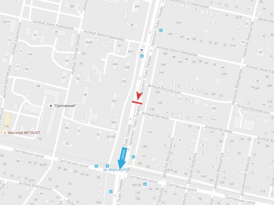 Схема рекламної площини за адресою Льва Ландау пр-т, 136, из центра Схема рекламної площини за адресою Льва Ландау пр-т, 136, из центра