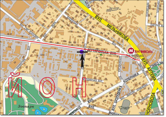 Схема рекламної площини за адресою ул.Дегтяревская,/ ул.Довнар-Запольского