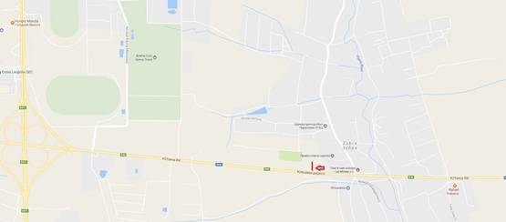 Схема рекламной плоскости по адресу Обїздна М-06, Київ-Чоп, с.Зубра біля церкви в сторону ТРЦ King Cross Leopolis (верхній)