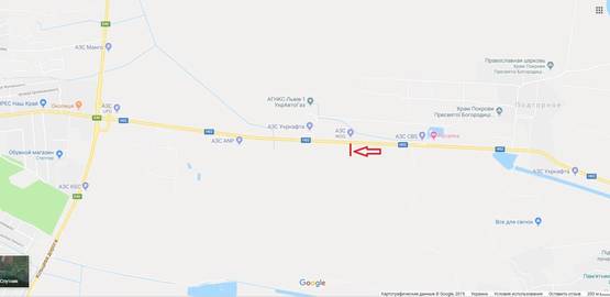 Схема рекламной плоскости по адресу М-09, Тернопіль-Львів-Рава-Руська, з Тернополя в сторону Винників (навпроти АЗС WOG)