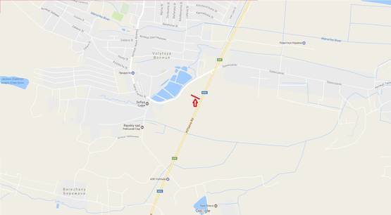 Схема рекламной плоскости по адресу Обїздна М-06, Київ-Чоп, перед с.Чишки в сторону Виниик