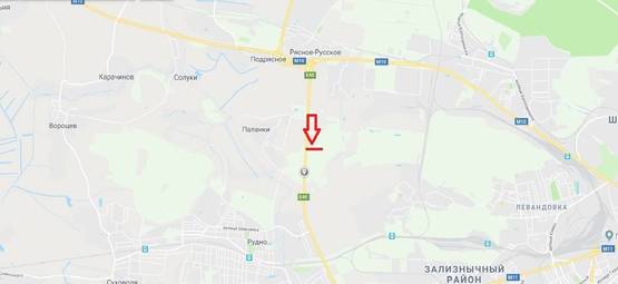 Схема рекламной плоскости по адресу М-10 З. О. м. Львова, в сторону с. Рудно та м. Львів