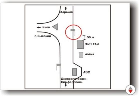 Схема рекламної площини за адресою А/Д Харьков/Симферополь выезд Схема рекламної площини за адресою А/Д Харьков/Симферополь выезд