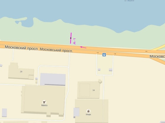 Схема рекламной плоскости по адресу Московский проспект, крупная транспортная развязка, направление м. Петровка (Метро Кеш энд Керри, ТРЦ "Блокбастер")