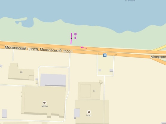 Схема рекламной плоскости по адресу Московский проспект, крупная транспортная развязка, направление м. Петровка (Метро Кеш энд Керри, ТРЦ "Блокбастер")