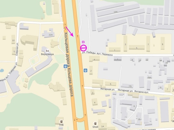 Схема рекламної площини за адресою Окружная дорога, крупная транспортная развязка, на перекрестке Окружной дороги и ул., Победы, в сторону пр-т., Победы Схема рекламної площини за адресою Окружная дорога, крупная транспортная развязка, на перекрестке Окружной дороги и ул., Победы, в сторону пр-т., Победы