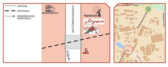 Схема рекламной плоскости по адресу Б.Хмельницького вул., 176 Схема рекламной плоскости по адресу Б.Хмельницького вул., 176