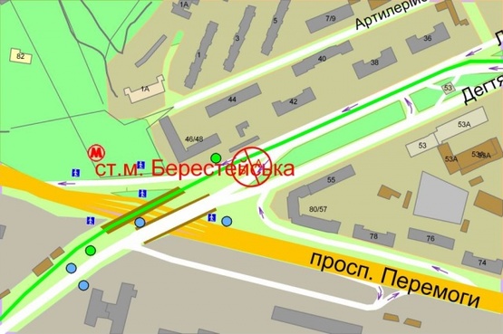 Схема рекламної площини за адресою Дегтяревская,55