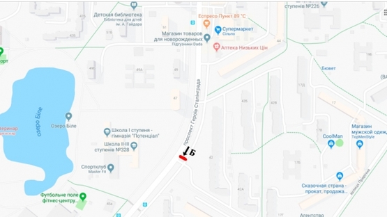 Схема рекламной плоскости по адресу просп. Героев Сталинграда, 42 (магазин "Сильпо")