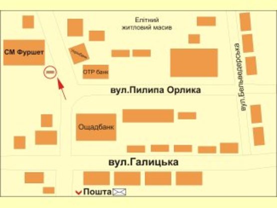 Схема рекламной плоскости по адресу П.Орлика - В.Великого №1