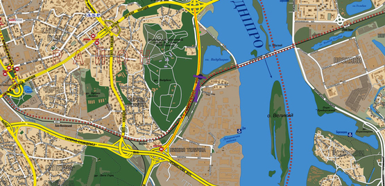 Схема рекламної площини за адресою Надднепрянское шоссе, выезд с ул.Баренбойма. Направление на мост Патона