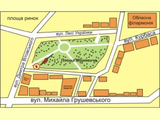 Схема рекламной плоскости по адресу площа Міцкевича (біля Приватбанку) правий