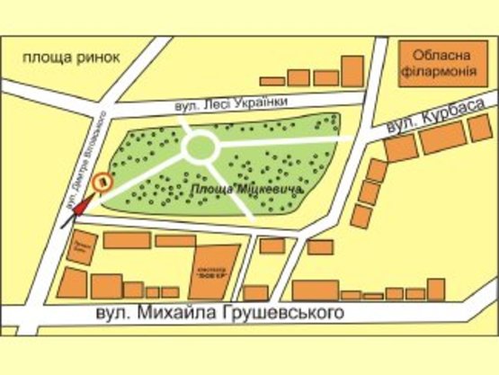 Схема рекламной плоскости по адресу площа Міцкевича (біля Приватбанку) лівий