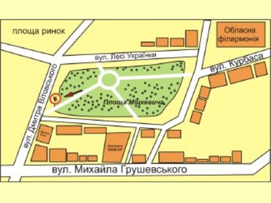 Схема рекламної площини за адресою площа Міцкевича (біля Приватбанку) лівий