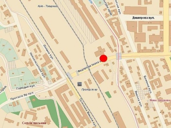 Схема рекламної площини за адресою Федорова, 34 (между ул. Горького и ул.Гринченко), в сторону Протасова яра Схема рекламної площини за адресою Федорова, 34 (между ул. Горького и ул.Гринченко), в сторону Протасова яра