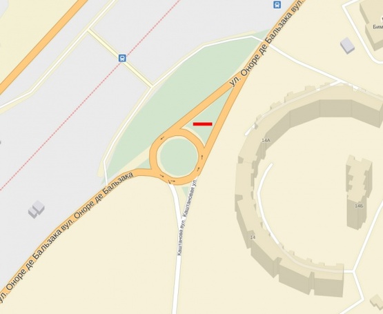 Схема рекламної площини за адресою Бальзака-Каштановая, выезд на Бальзака (клумба, перед светофором) Схема рекламної площини за адресою Бальзака-Каштановая, выезд на Бальзака (клумба, перед светофором)