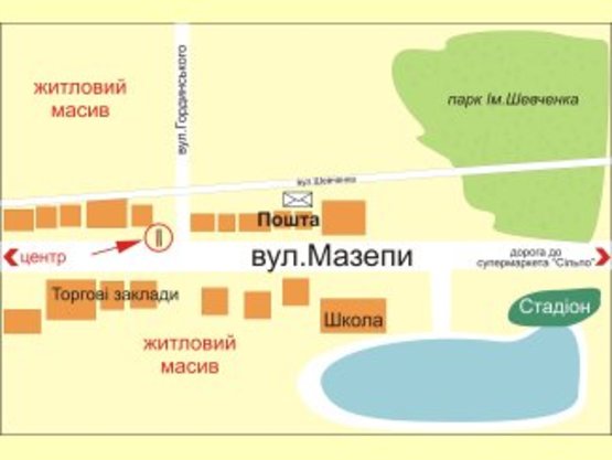 Схема рекламной плоскости по адресу Мазепи        центр