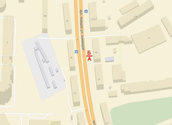 Схема рекламної площини за адресою Киквидзе, 19 Схема рекламної площини за адресою Киквидзе, 19