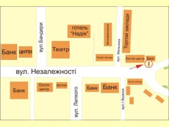 Схема рекламной плоскости по адресу Січових Стрільців (Екстім центр)